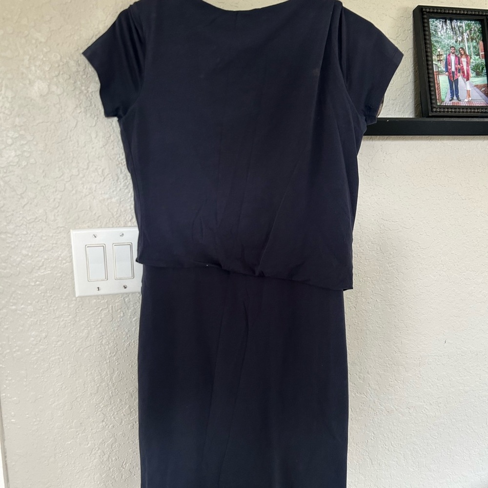 Theory Blue Ruched Tie Front Sheath Dress - Picture 2 of 3